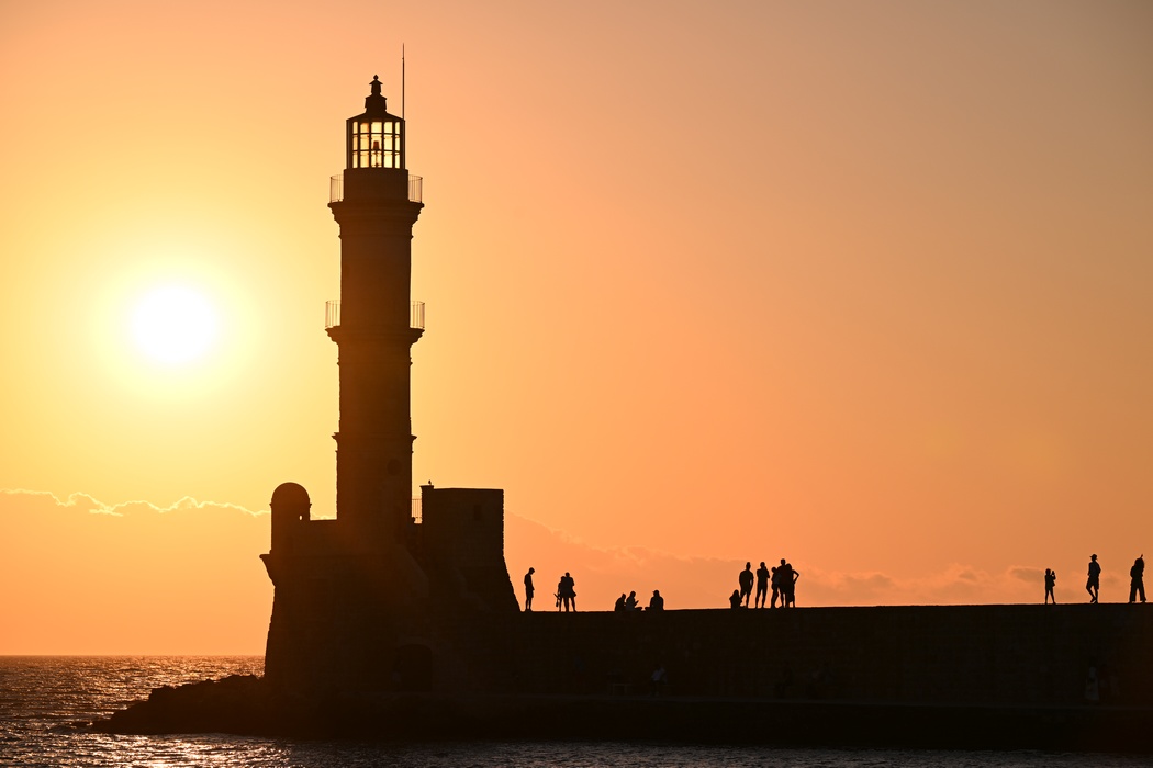 Chania - couché de soleil sur le phare